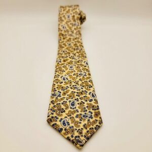 Resilio Collegiate Paisley‎ Necktie Silk Yellow Blue Gold Patterned